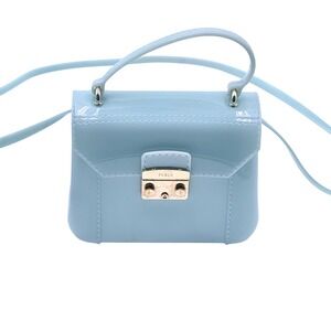 Furla Candy Bon Bon Mini Blue Jelly Crossbody Top Handle EUC